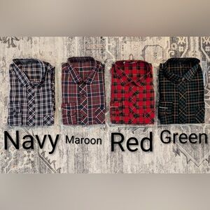 🔥Men's Plaid Flannel button down Shirts - Maroon, Black, OR Red NWT
